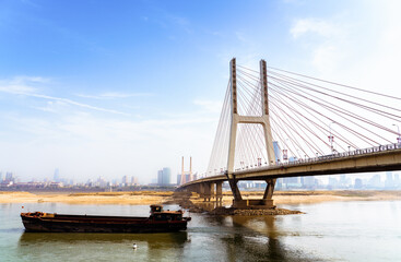 Nanchang Bayi Bridge under the blue sky