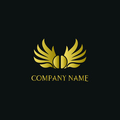 letter I and wings in luxury and elegant golden style logo design 
