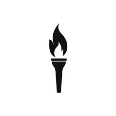 Torch flame icon flat style isolated on white background. Vector illustration