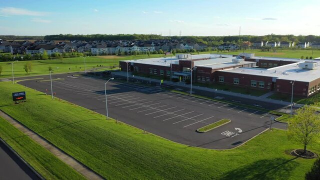 Pull Away Aerial Shot of an Elementary Grade School