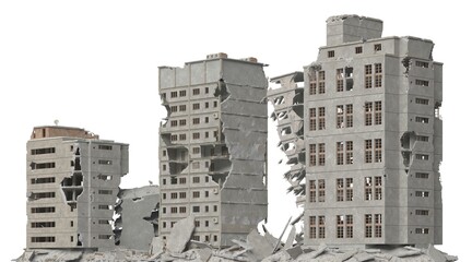 Fototapeta na wymiar Ruined building isolated on white 3d illustration