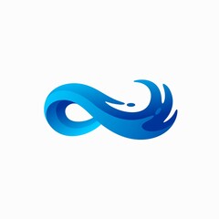 blue wave template logo, sea vector logo