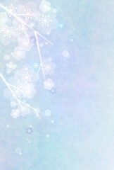 梅模様のやさしい和風背景/フレーム　青