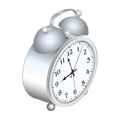 Isometric table alarm clock with arabic numerals. 3D render. Vector illustration.