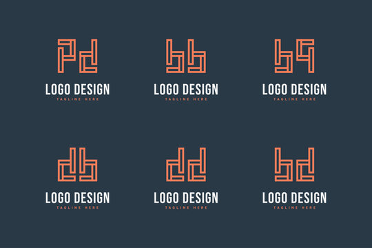 Collection of initial logo combinations B, D, and, P in line style for your business identity