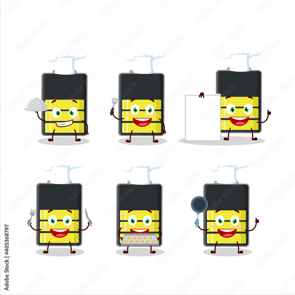 Canvas Prints cartoon character of medium battery with various chef emoticons