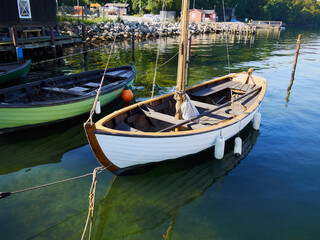 Old vintage wooden sail boat