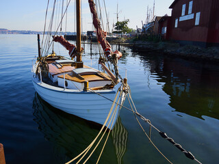Old vintage wooden sail boat