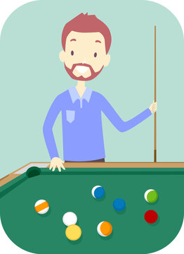 recommend clip art: Man Play Billiards Sticks Balls Illustration