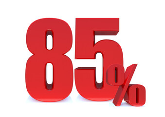 85 Percent off 3d Sign on White Background, Special Offer 85% Discount Tag, Sale Up to 85 Percent Off,big offer, Sale, Special Offer Label, Sticker, Tag, Banner, Advertising, offer Icon
