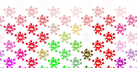 Light pink, green vector pattern with coronavirus elements.