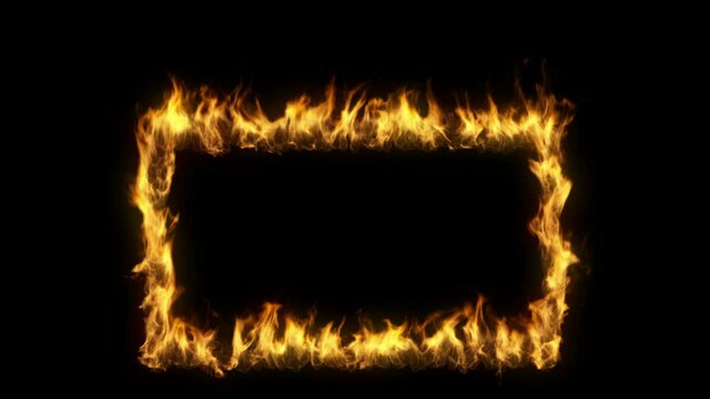 3D animation of a rectangle shape on fire with alpha layer