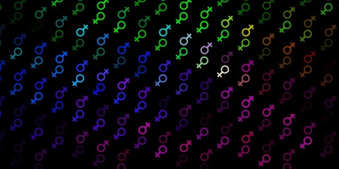 Dark Multicolor vector texture with women's rights symbols.