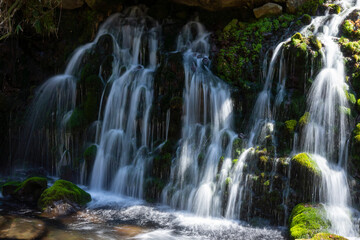 Fototapeta premium 早春の秋田県象潟の鳥海の元滝伏流水