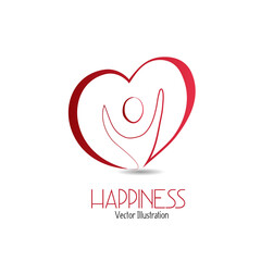 Logo happy people in a heart shape line art