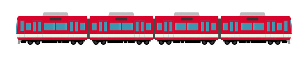 4両編成の電車のベクターイラスト