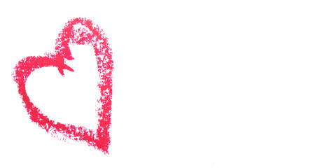 Pink lipstick drawing heart. Concept of beauty and love, woman and valentine's day. Banner, copy space.
