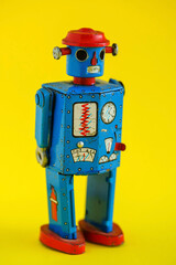 A vintage wind up toy robot