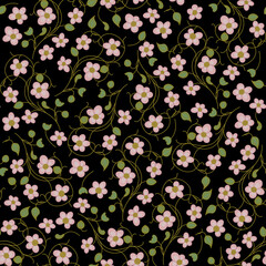 Seamless floral pattern with delicate flowers. Folk vintage style.  © Olena