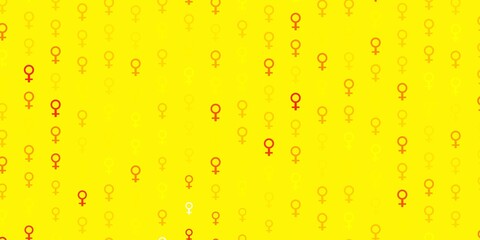 Light Yellow vector background with woman symbols.