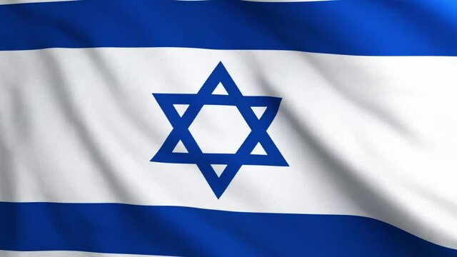 A closeup of the flag of Israel waving in the wind, realistic 3D animation 
