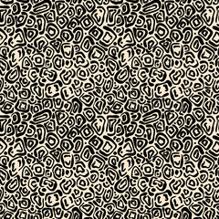 Seamless hand drawn ink pattern. Creative endless background with blots. Abstract striped texture with bold monochrome lines