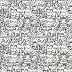 No drill roller blinds Owl Cartoons Seamless doodle owl pattern. Cute print for kids, scrap and other