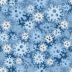 Vector holiday texture, seamless winter pattern with pretty viruses