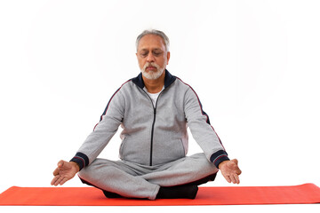 AN OLD MAN SITTING AND MEDITATING	