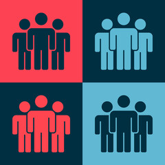 Pop art Users group icon isolated on color background. Group of people icon. Business avatar symbol - users profile icon. Vector.