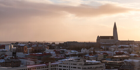 Skyline of Reykjavik, capital city of Iceland