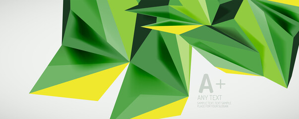 Vector triangle geometric backgrounds. Low poly 3d shape on light backdrop. Vector illustration for covers, banners, flyers and posters and other designs