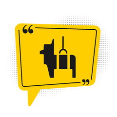 Black Pinata icon isolated on white background. Mexican traditional birthday toy. Yellow speech bubble symbol. Vector.