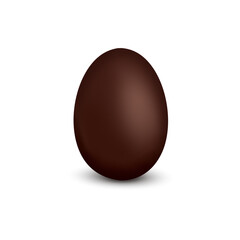 Brown chocolate Easter egg isolated on white.