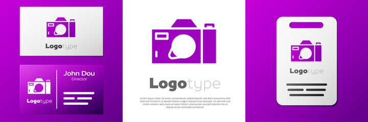 Logotype Photo camera icon isolated on white background. Foto camera icon. Logo design template element. Vector.