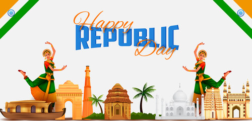 Happy Republic Day of India tricolor background for 26 January - 405391533
