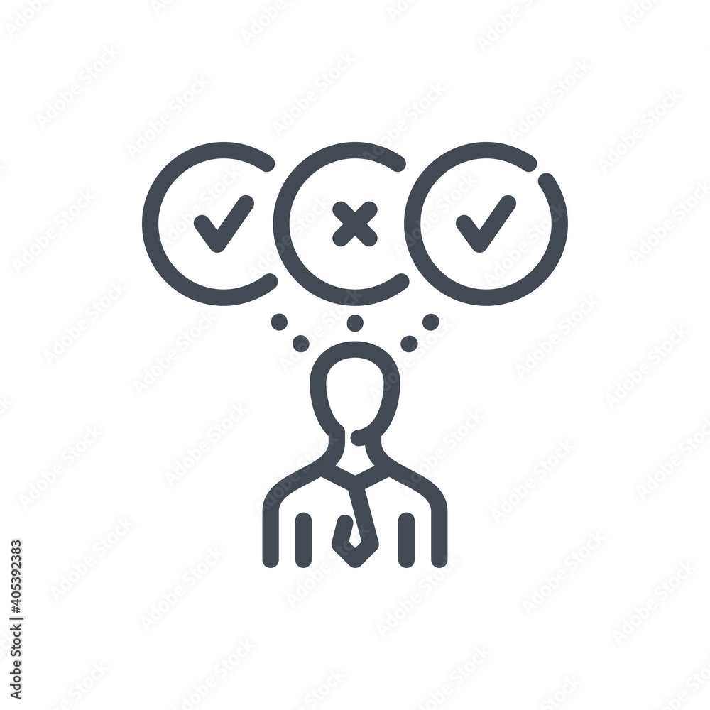 Poster personal rating line icon. business person evaluation with checkbox vector outline sign.