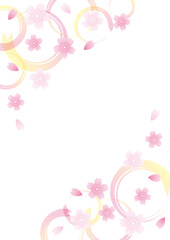 Fototapeta na wymiar 桜の花と円の和風背景