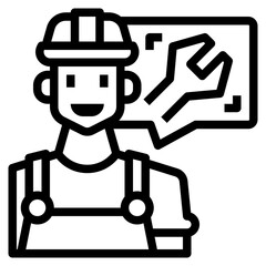 Mechanic icon for web element , webpage, application, card, printing, social media, posts etc.