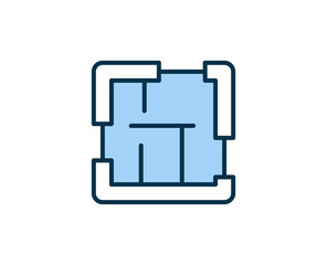 House plan flat icon. Single high quality outline symbol for web design or mobile app.  House thin line signs for design logo, visit card, etc. Outline pictogram EPS10
