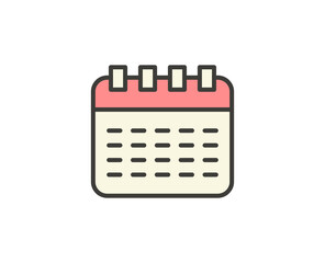 Calendar flat icon. Thin line signs for design logo, visit card, etc. Single high-quality outline symbol for web design or mobile app. Marketing outline pictogram.