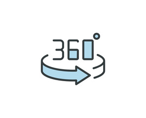 360 premium line icon. Simple high quality pictogram. Modern outline style icons. Stroke vector illustration on a white background. 