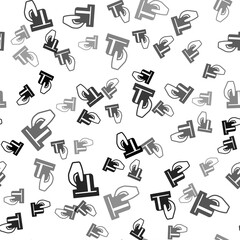 Black Credit card inserted in card reader icon isolated seamless pattern on white background. ATM cash machine. Vector.