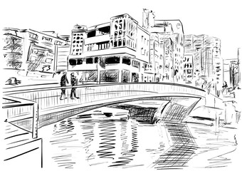 a sketch of the Oslo city, Norway