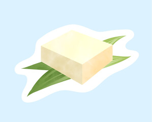 免疫力を高める食材／糖質制限／水彩白フチ／笹の上の豆腐