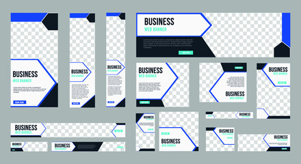 Set of profesional business banner with image space and standard size for website. ad banner template design.