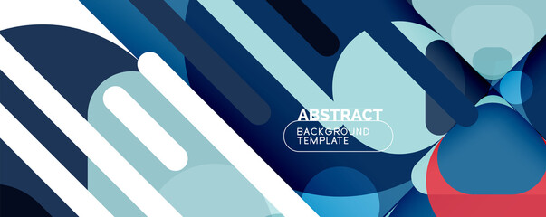 Flat geometric round shapes and dynamic lines, abstract background. Vector illustration for placards, brochures, posters and banners