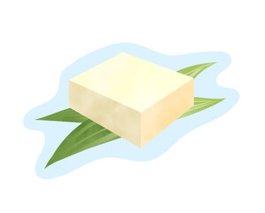 免疫力を高める食材／糖質制限／水彩フチあり／笹の上の豆腐