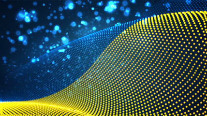 Vector bright glowing country flag of abstract dots. Ukraine