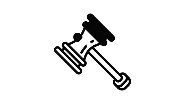 Judge hammer icon animation best object on white background